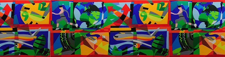 Colourful abstract panels from the ITALSEMPIONE parent-company profile