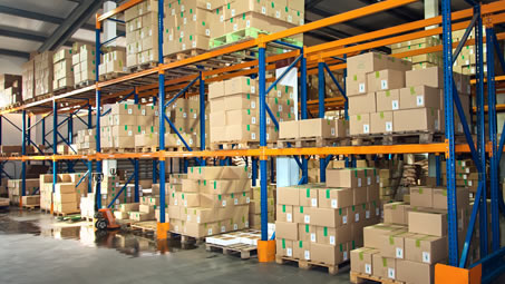 Warehouse shelving and cartons, from the ITALSEMPIONE parent-company profile