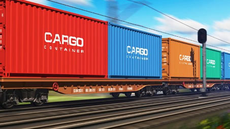 Freight train carrying containers, from the ITALSEMPIONE parent-company profile